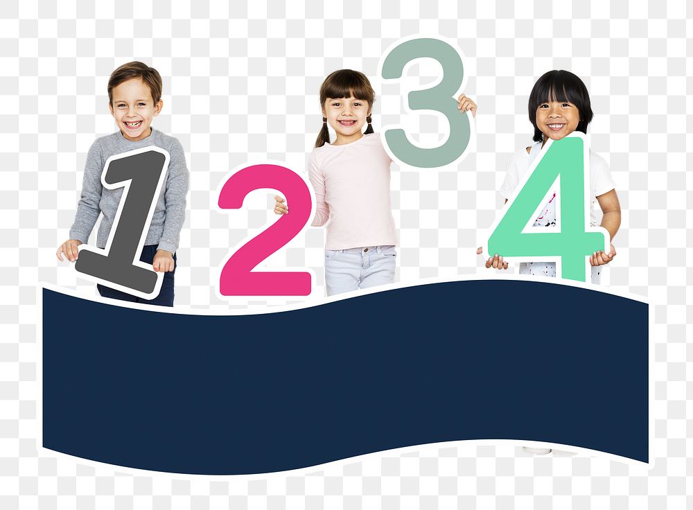 Png kids learning  numbers, transparent background