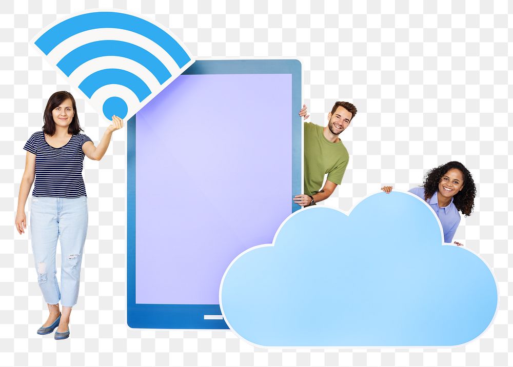 Png people & cloud technology, transparent background