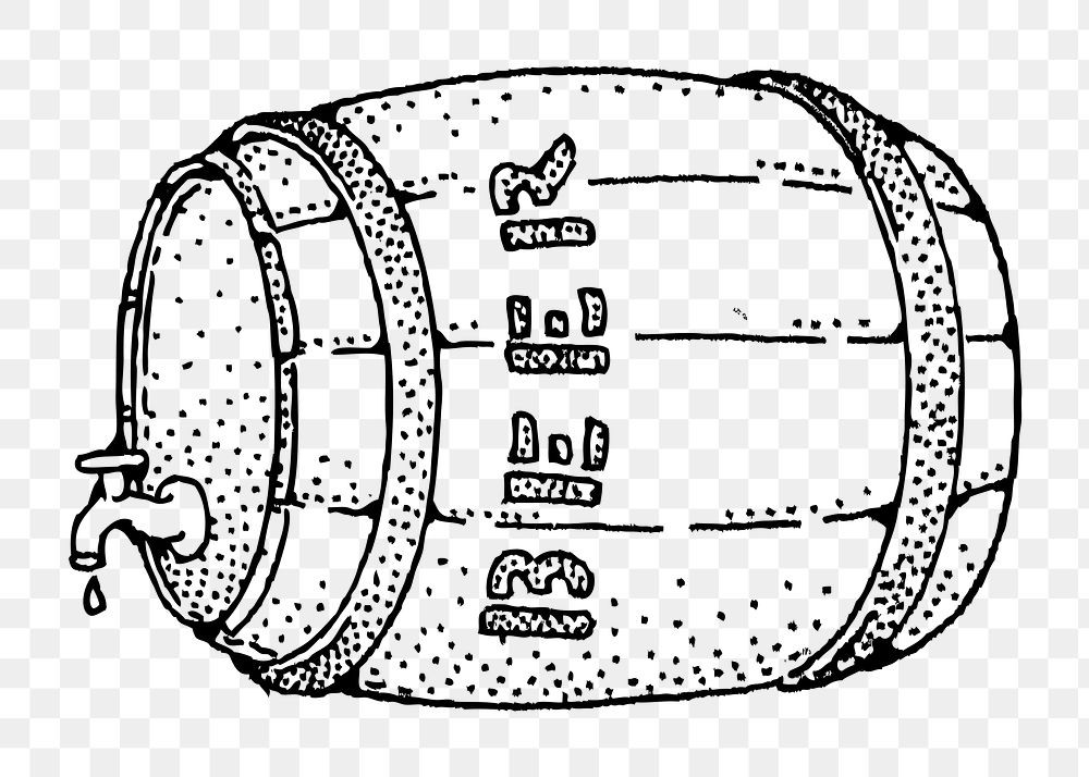 Beer barrel png illustration, transparent background. Free public domain CC0 image.