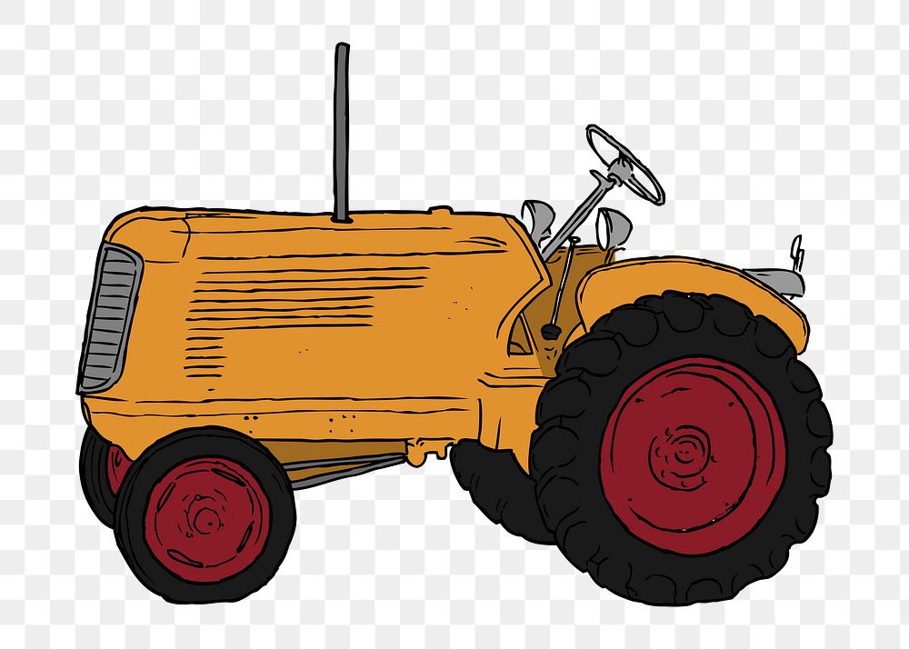 Farm tractor png illustration, transparent background. Free public domain CC0 image.