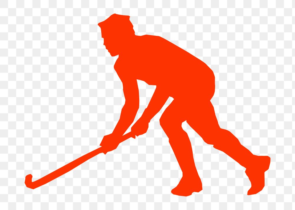 Hockey player Silhouette png illustration, transparent background. Free public domain CC0 image.