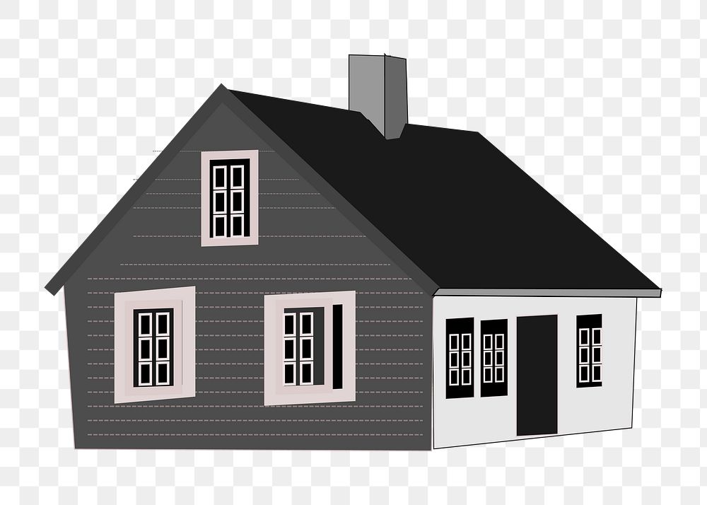 Cottage house png illustration, transparent background. Free public domain CC0 image.