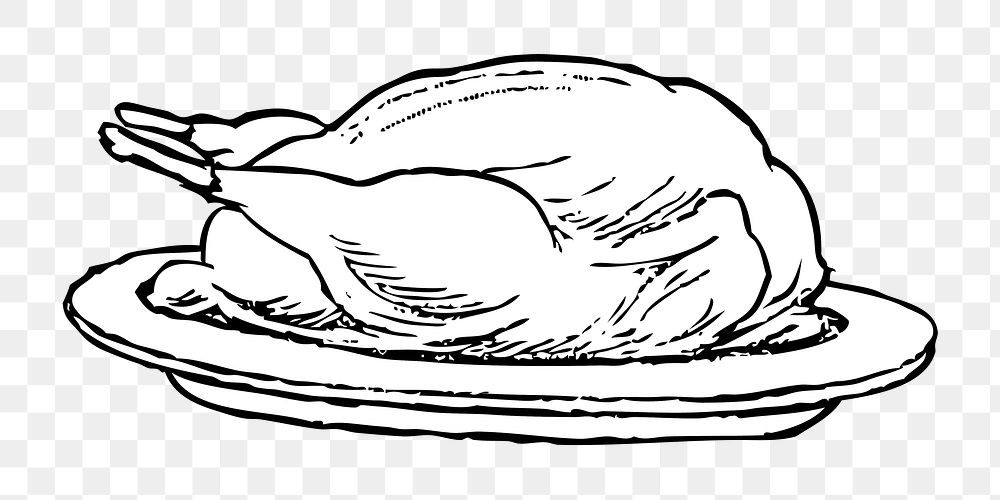 Roasted chicken png illustration, transparent background. Free public domain CC0 image.
