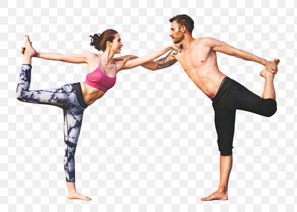 Yoga mate png exercise couple, transparent background