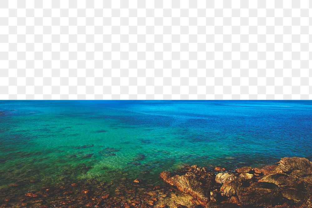 PNG Blue ocean border, transparent background
