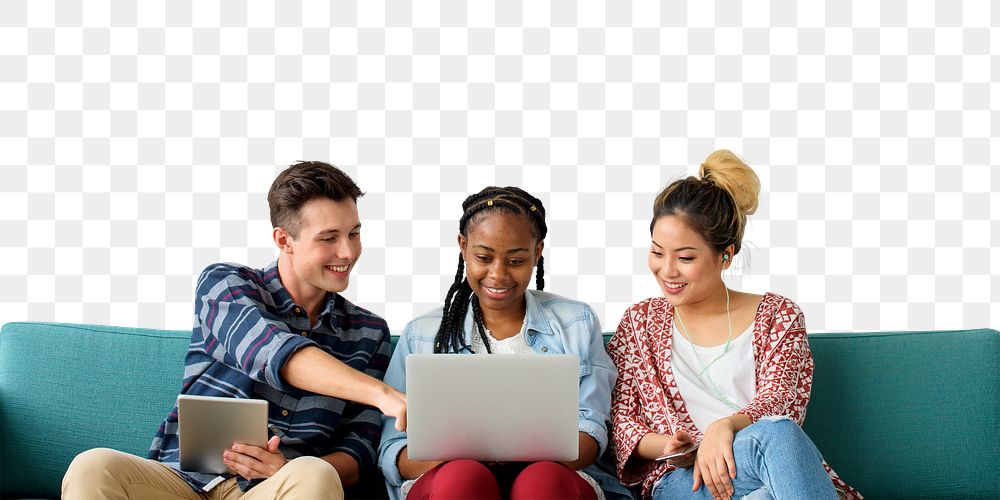 Diverse teenagers png element, transparent background