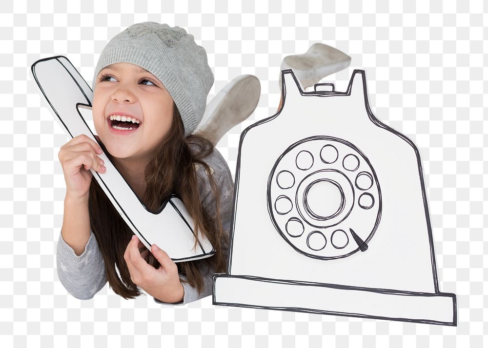 Png girl on the phone, transparent background