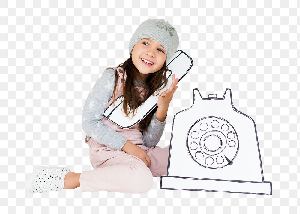 Telephone girl png, transparent background