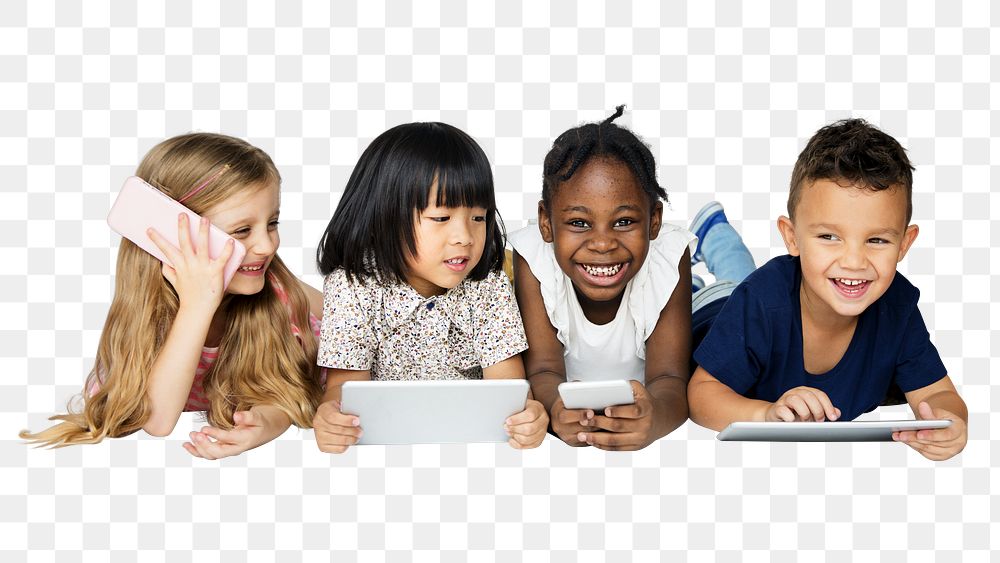 Digital devices png children, transparent background
