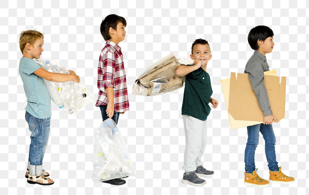 Kids recycling paper png, transparent background