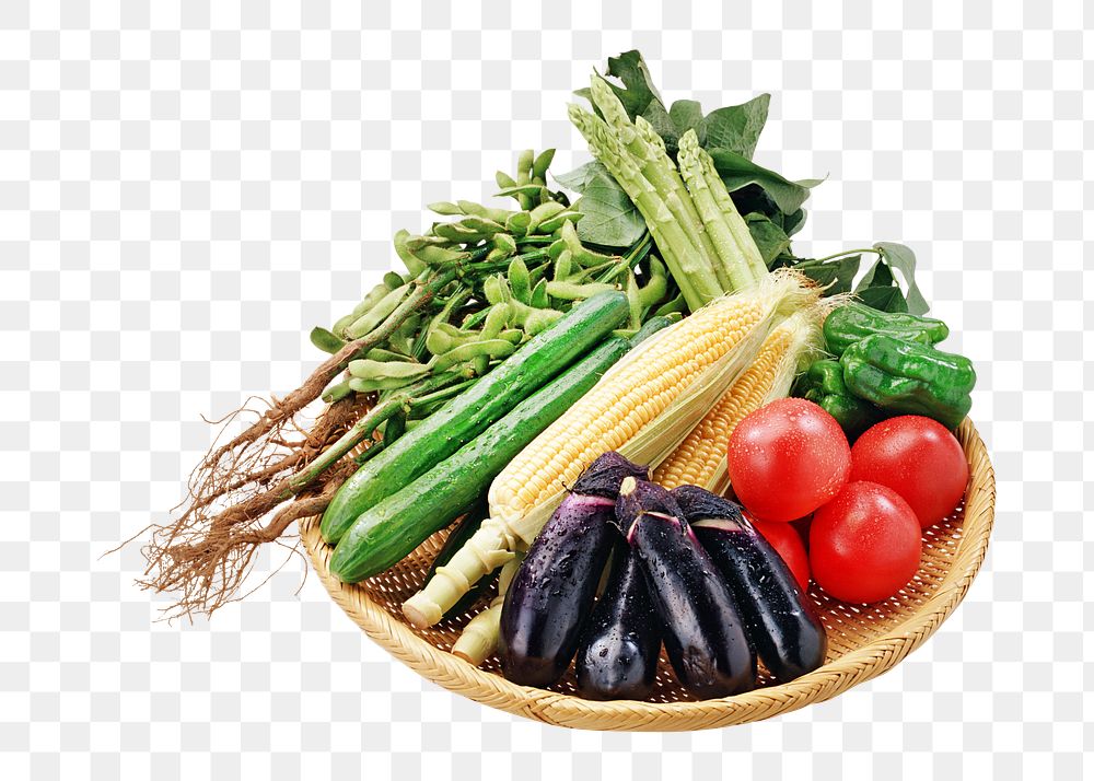 Vegetable basket png fresh food, transparent background