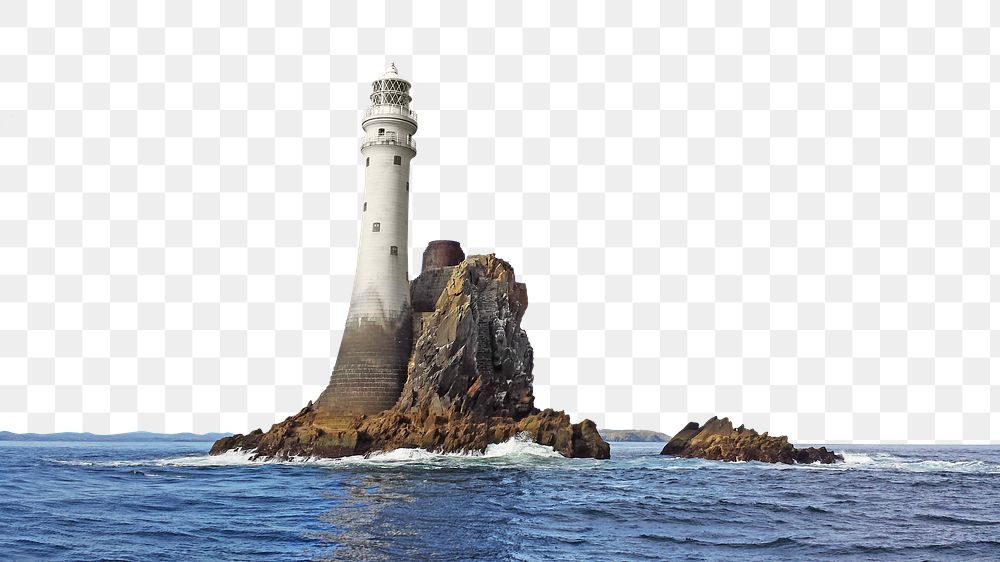 PNG Lighthouse in the ocean collage element, transparent background