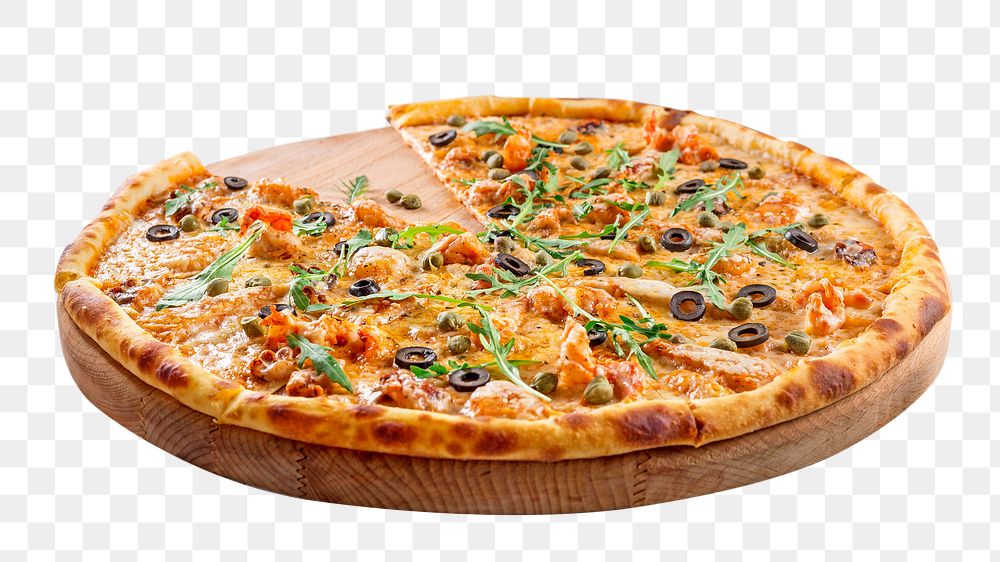Italian pizza food png, transparent background