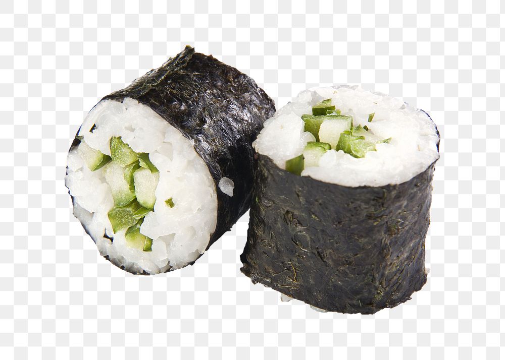 Cucumber sushi roll png, transparent background