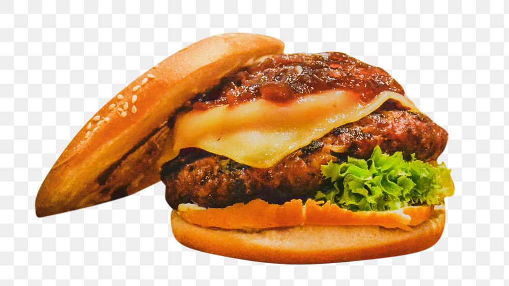 Cheese hamburger food png, transparent background