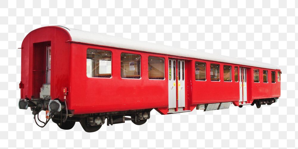 Png red train carriage, isolated object , transparent background