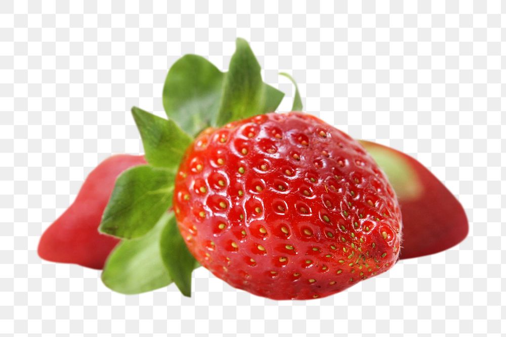 Fresh strawberries png, transparent background