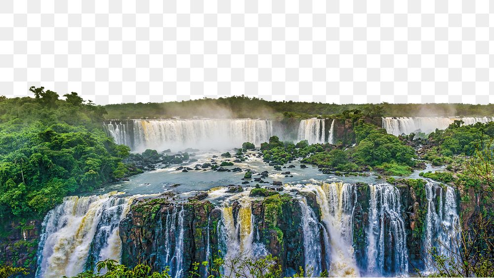 PNG Waterfall nature landscape border, transparent background