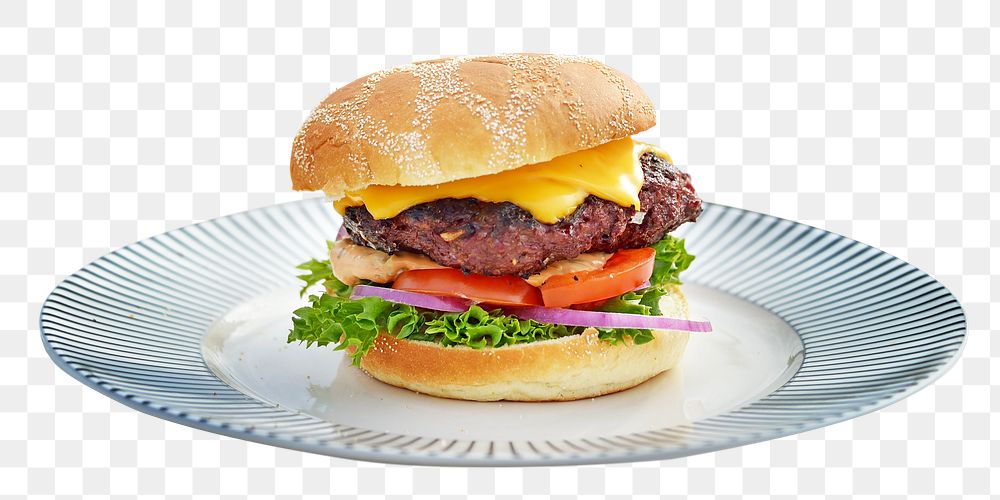 Beef cheese burger png, transparent background