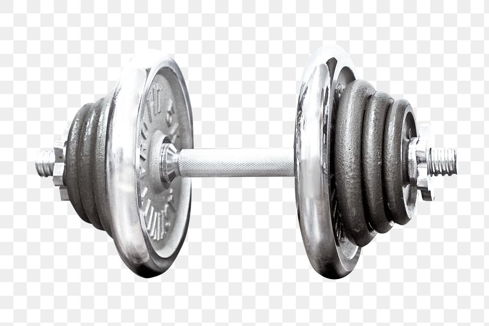 Png gym dumbbell, isolated object, transparent background