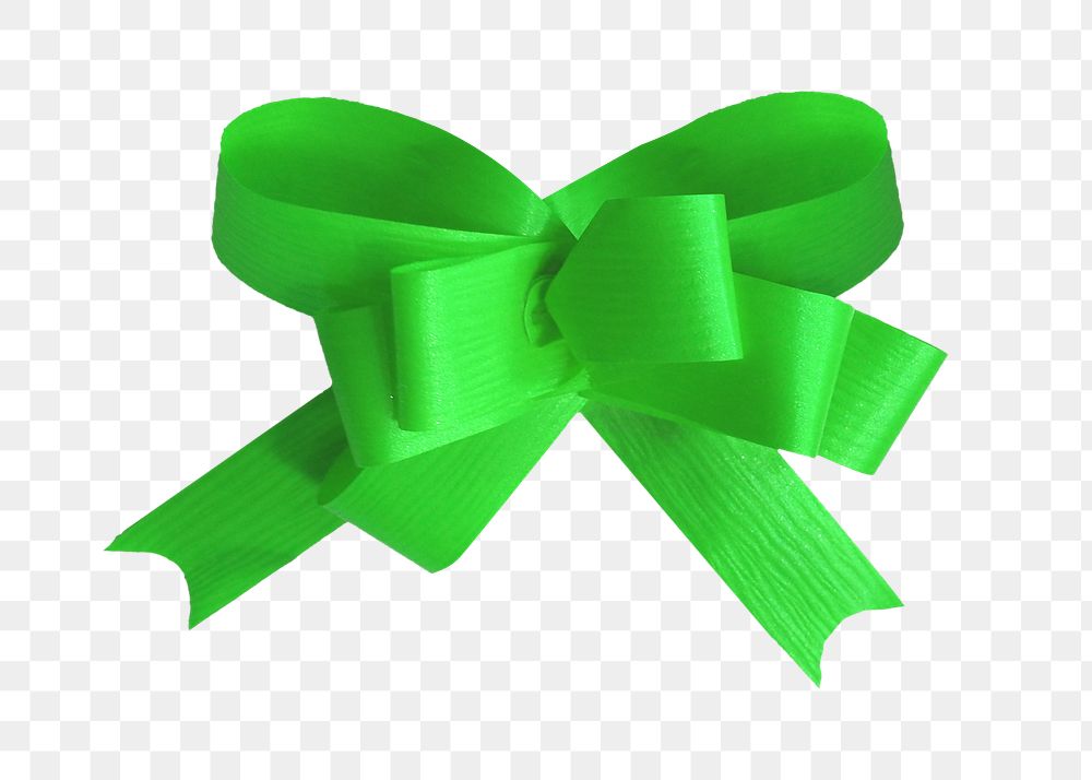 Green bow png, isolated object, transparent background