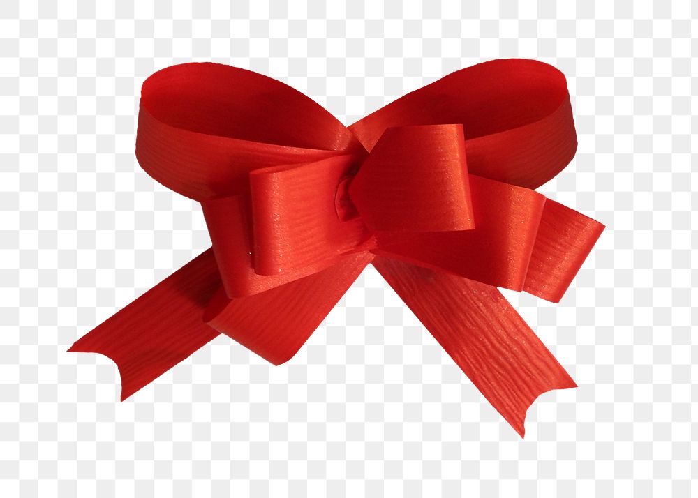 Red bow png, isolated object, transparent background