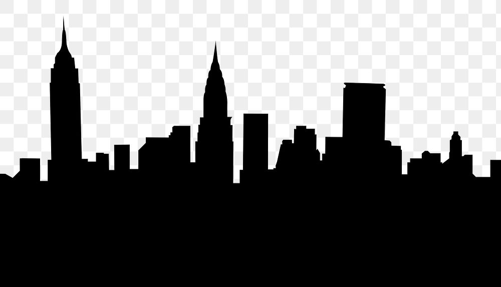 Cityscape building png silhouette border, transparent background. Remixed by rawpixel.