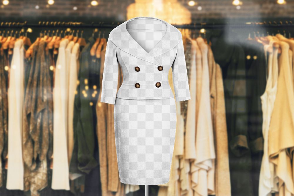 Women's suit png skirt mockup, vintage business apparel, transparent design. Remixed by rawpixel.