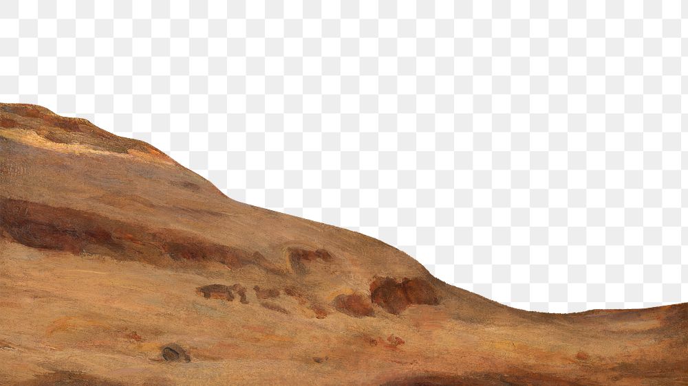 PNG Desert landscape border, vintage illustration by Henry Ossawa Tanner, transparent background. Remixed by rawpixel.