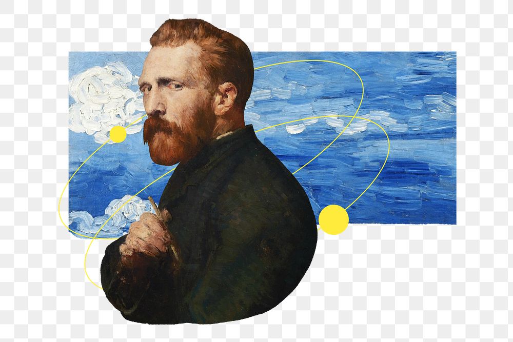 PNG Vincent Van Gogh sticker, transparent background. Remixed by rawpixel.