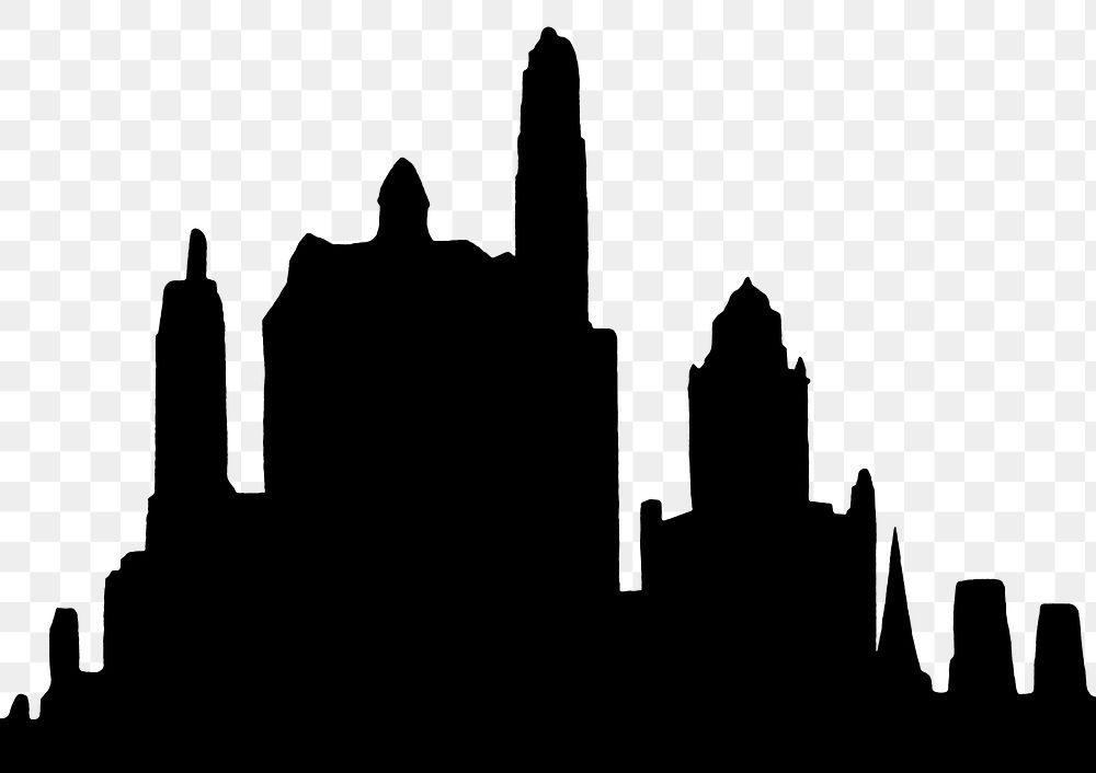 Silhouette buildings png border , transparent background. Remixed by rawpixel. 
