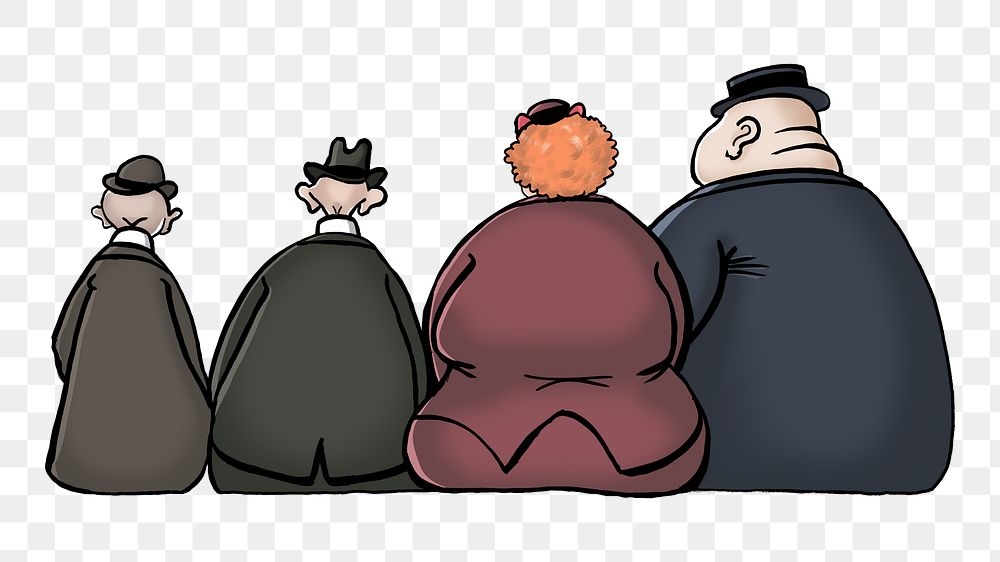 People cartoon png rear view, transparent background. Remixed by rawpixel. 