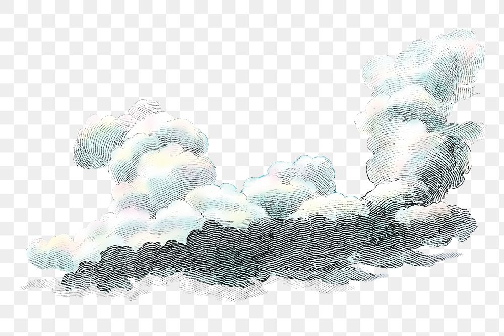 Vintage cloud png, transparent background. Remixed by rawpixel. 