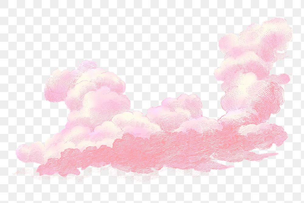 Vintage cloud png pink, transparent background. Remixed by rawpixel. 