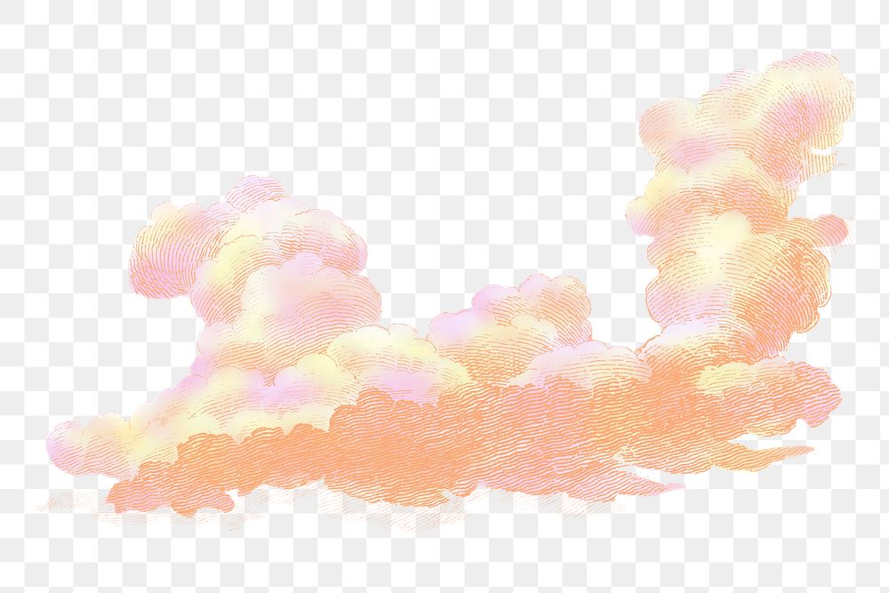 Vintage cloud png orange, transparent background. Remixed by rawpixel. 