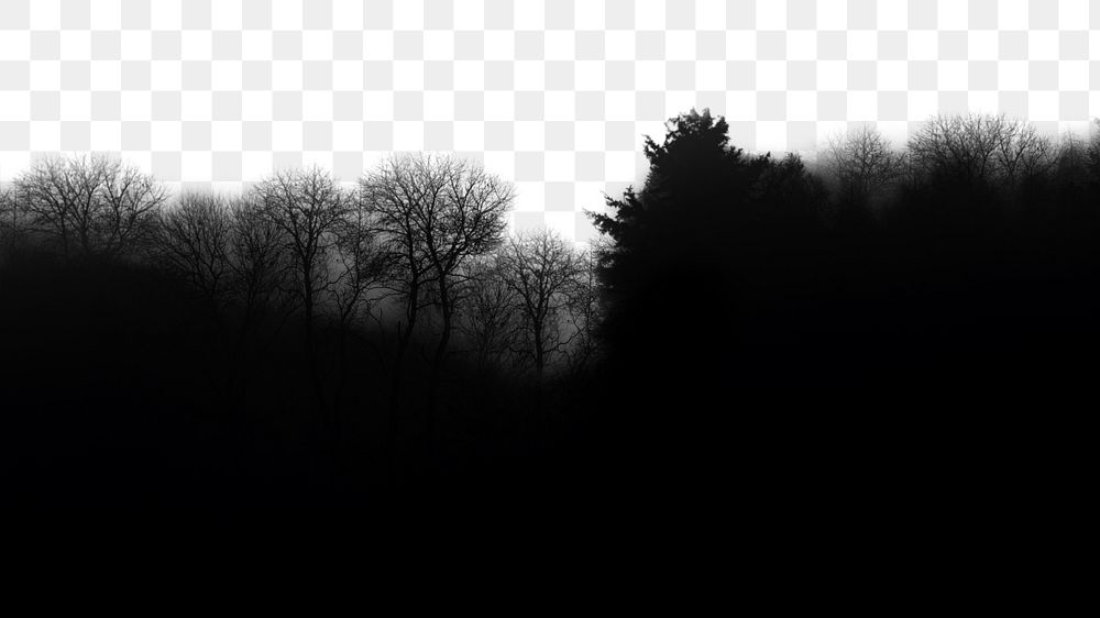 PNG Dark forest silhouette border, transparent background