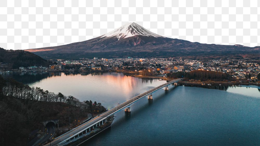 PNG Mount Fuji, Japan travel  border, transparent background