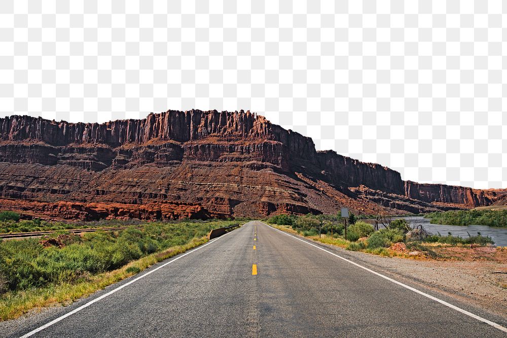 PNG Highway in Utah, USA travel border, transparent background