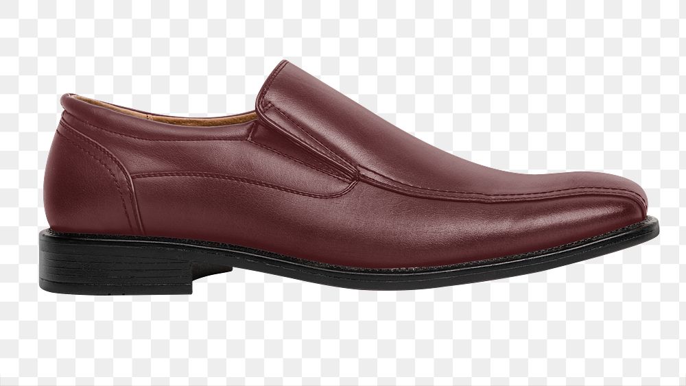 Men's shoes png brown leather slip-on, transparent background