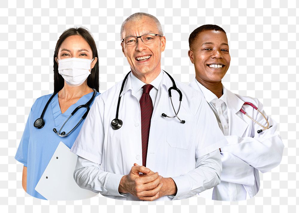 PNG Healthcare workers, collage element, transparent background