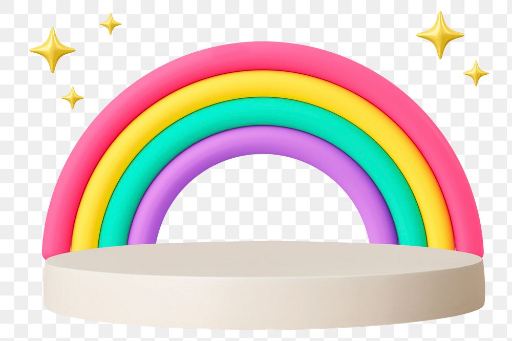 Product backdrop png 3D rainbow sticker, transparent background