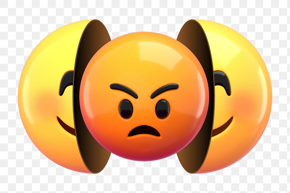 PNG 3D angry emoticon sticker, transparent background