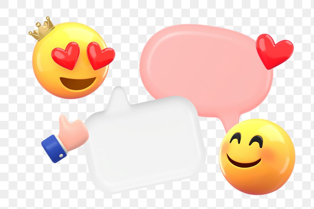 Love chat 3D png emoticon sticker, transparent background