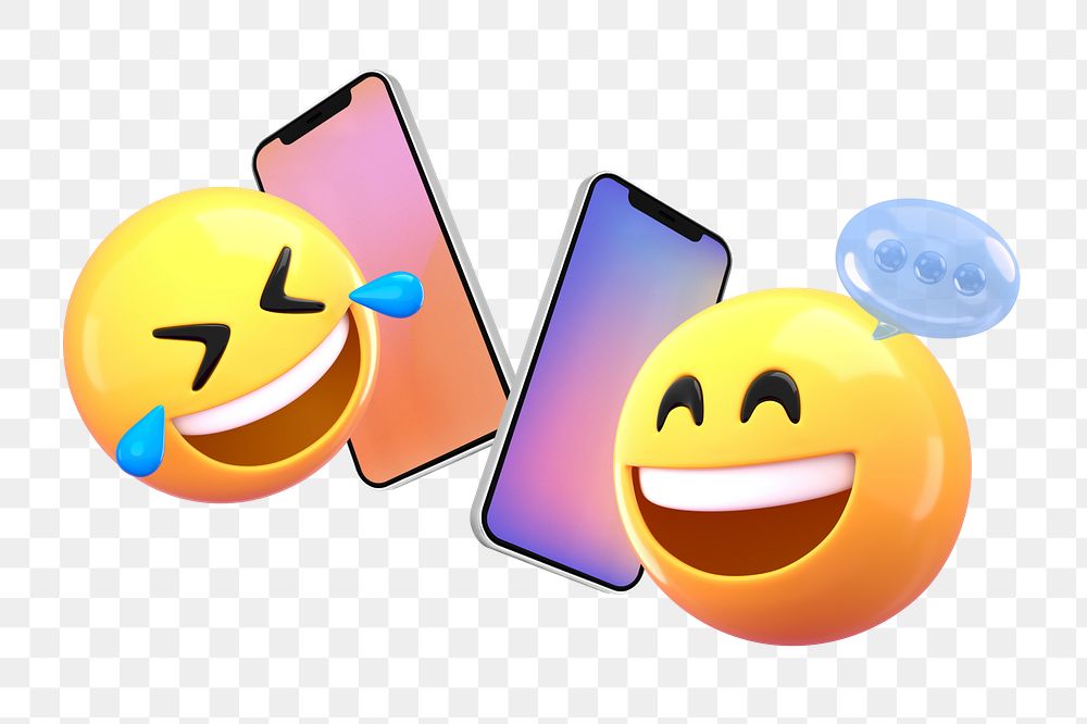 Happy emoticons png talking on the phone, transparent background