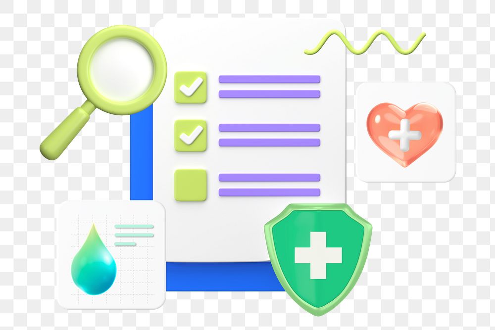 Hospital records png sticker, 3D graphic, transparent background
