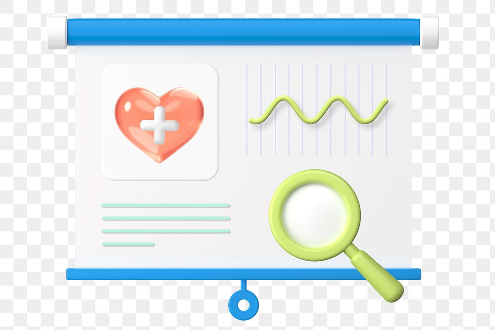Medical data presentation png sticker, 3D graphic, transparent background