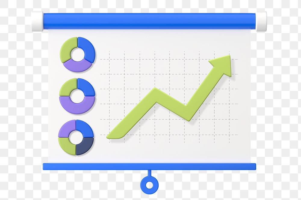 Business development graph png sticker, 3D graphic, transparent background
