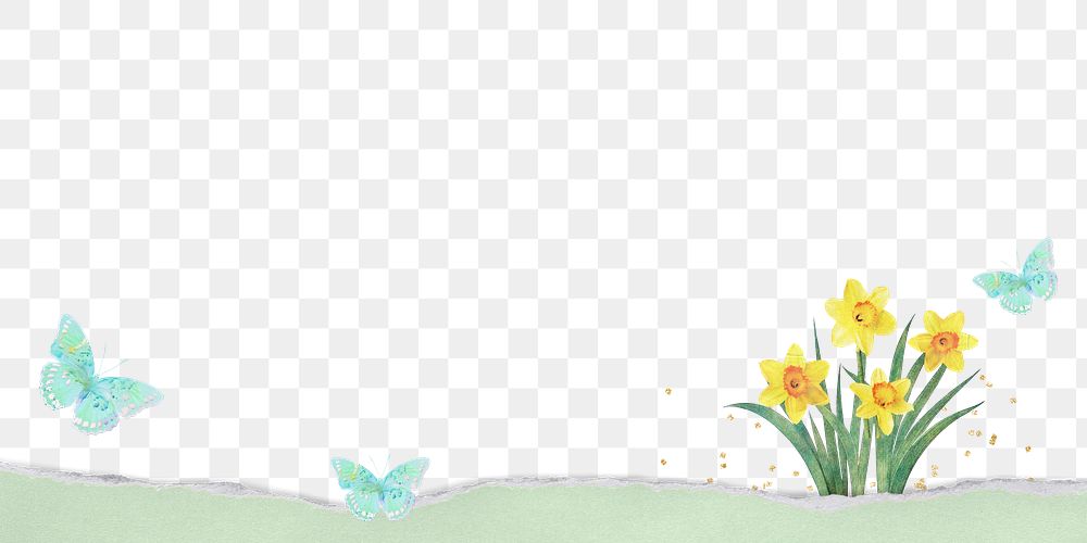Easter border png daffodil flower sticker, transparent background