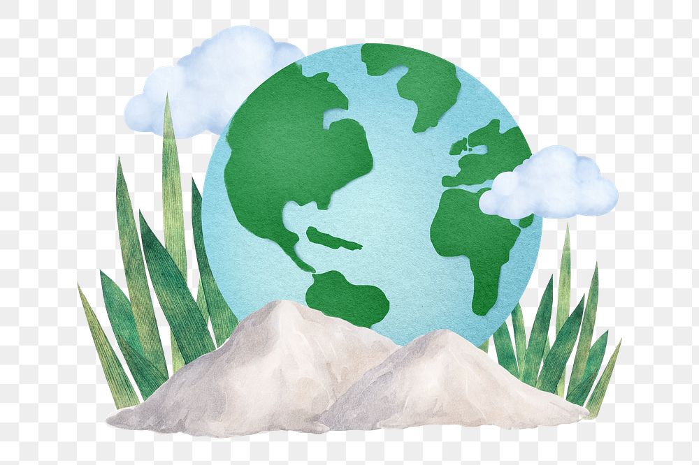 Green planet png sticker, environment on transparent background