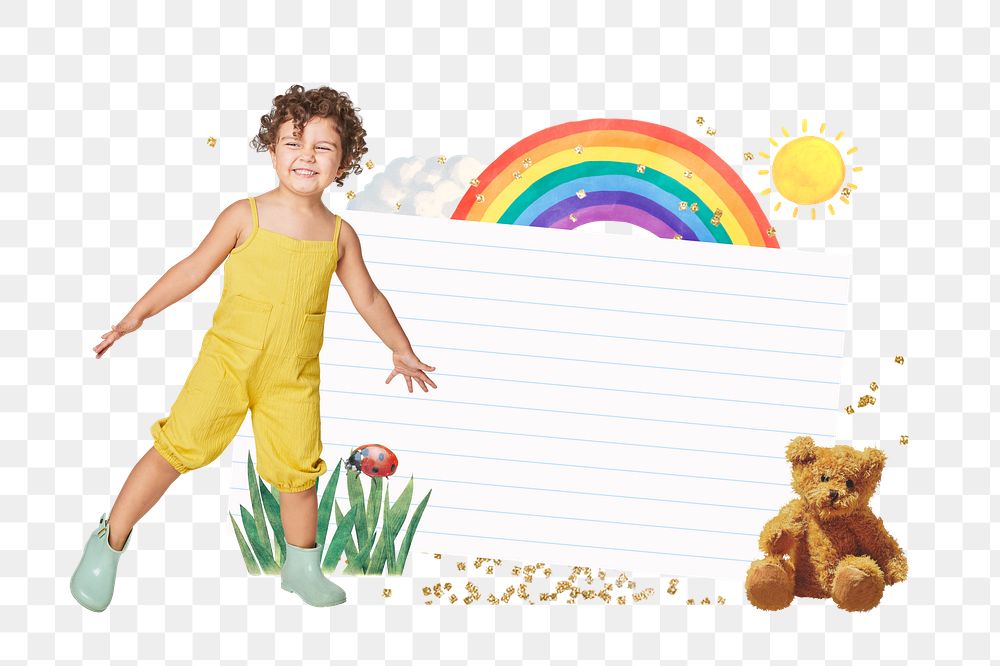 Kid's note paper png sticker, transparent background